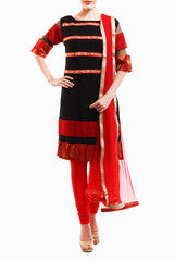 Mystiqual Designs Enchanted Red & Black Brocade Salwar Suit