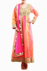 Mystiqual Designs Pink Embroidered Silk Anarkali Suit