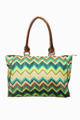 Mystiqual Designs Green Chevron Print Handbag
