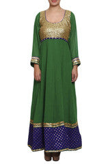 Mystiqual Designs Blue & Green Anarkalis