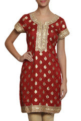 Mystiqual Designs Red & Golden Brocade Kurtis