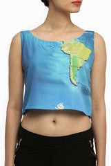 Niharika Pandey Blue Crepe Crop Top