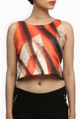 Niharika Pandey Orange Crepe Crop Top