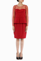 Niharika Pandey Red Peplum Short Dress