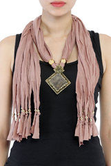 Niharika Pandey Brown Fringed Crochet Necklace Scarf