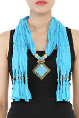 Niharika Pandey Electric Blue Fringed Crochet Necklace Scarf