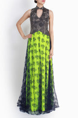 Niharika Pandey Dark Blue Grey Embroidery Work Gown