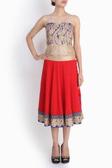 Niharika Pandey Red & Blue Short Lehenga With Corset