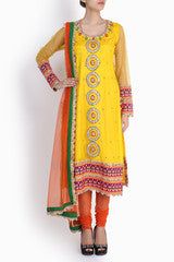 Niharika Pandey Yellow Embroidered Suit