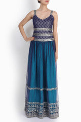 Niharika Pandey Blue Lace Net Gown