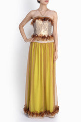 Niharika Pandey Gold Net Lace Gown