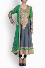 Niharika Pandey Green Grey Anarkali