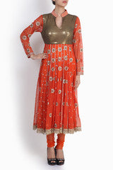 Niharika Pandey Orange Copper Anarkali