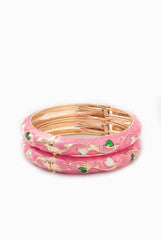 Niharika Pandey Pink Engraved Floral Bangle