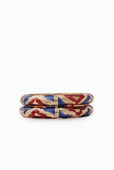 Niharika Pandey Red And Blue Engraved Red Floral Bangle