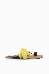 Niharika Pandey Black and Yellow Feather Kolhapuri Chappal