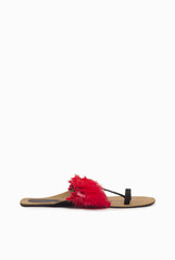 Niharika Pandey Red and Black Feather Kolhapuri Chappal