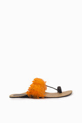 Niharika Pandey Orange And White Feather Kolhapuri Chappal