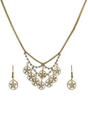 OSF Ethnic Golden Necklace with Earrings