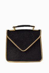 PC Clutches Black Fur Satchel