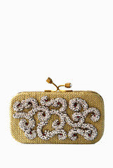 PC Clutches Gold Stone Box Clutch