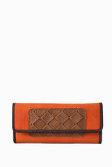PC Clutches Tri Fold Wallet Orange