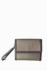 PC Clutches Brown Gold Wristlet