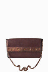 PC Clutches Brown Leather Purse
