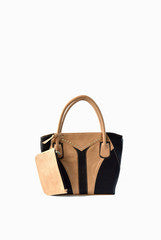 PC Clutches Beige and Black Purse