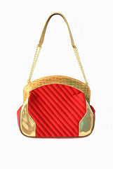 PC Clutches Red Gold Shoulder Bag