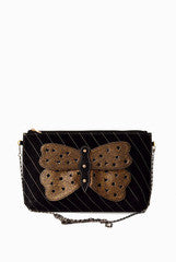 PC Clutches Black And Gold Butterfly Sling
