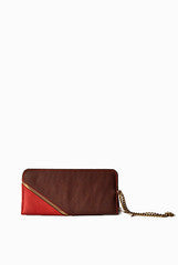 PC Clutches Red Brown Zip Wallet Red Brown