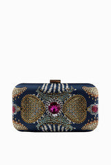 Puneet Gupta Blue Kundan Clutch