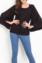 Phenomena Black Bell Sleeve Top