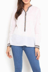 Phenomena White Fold The Sleeve Top
