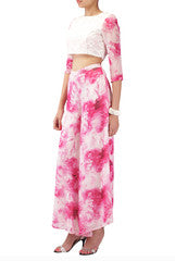 Pandora Party Wear Crop Top With Palazzos