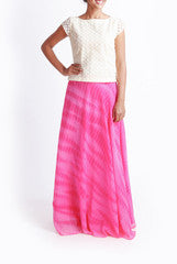 Praanaa Pink & Cream Skirt Top Set