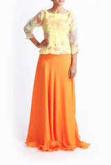 Praanaa Orange Organza Skirt Top Set