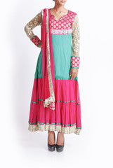 Praanaa Pink & Green Anarkali