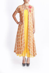 Praanaa Yellow Jacket & Gown Set
