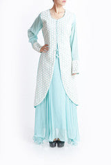 Praanaa Mint Blue Jacket & Gown Set