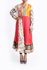 Praanaa Red & Yellow Anarkali