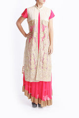 Praanaa Pink & Beige Jacket Styled Gown