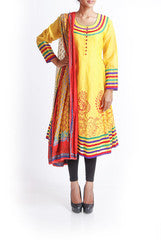 Praanaa Yellow Ethnic Printed Kurti