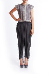 Praanaa Grey & Black Dhoti Styled Dress