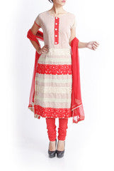 Praanaa Red & Off White Dress