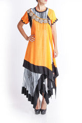 Praanaa Yellow Asymetrical Kurta