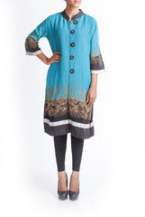 Praanaa Blue Nehru Collared Kurta