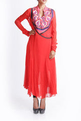 Praanaa Red & Peach Two Piece Kurta