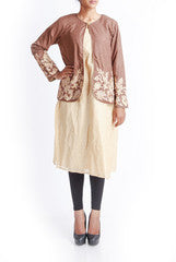 Praanaa Beige & Cream Jacket Kurta Set